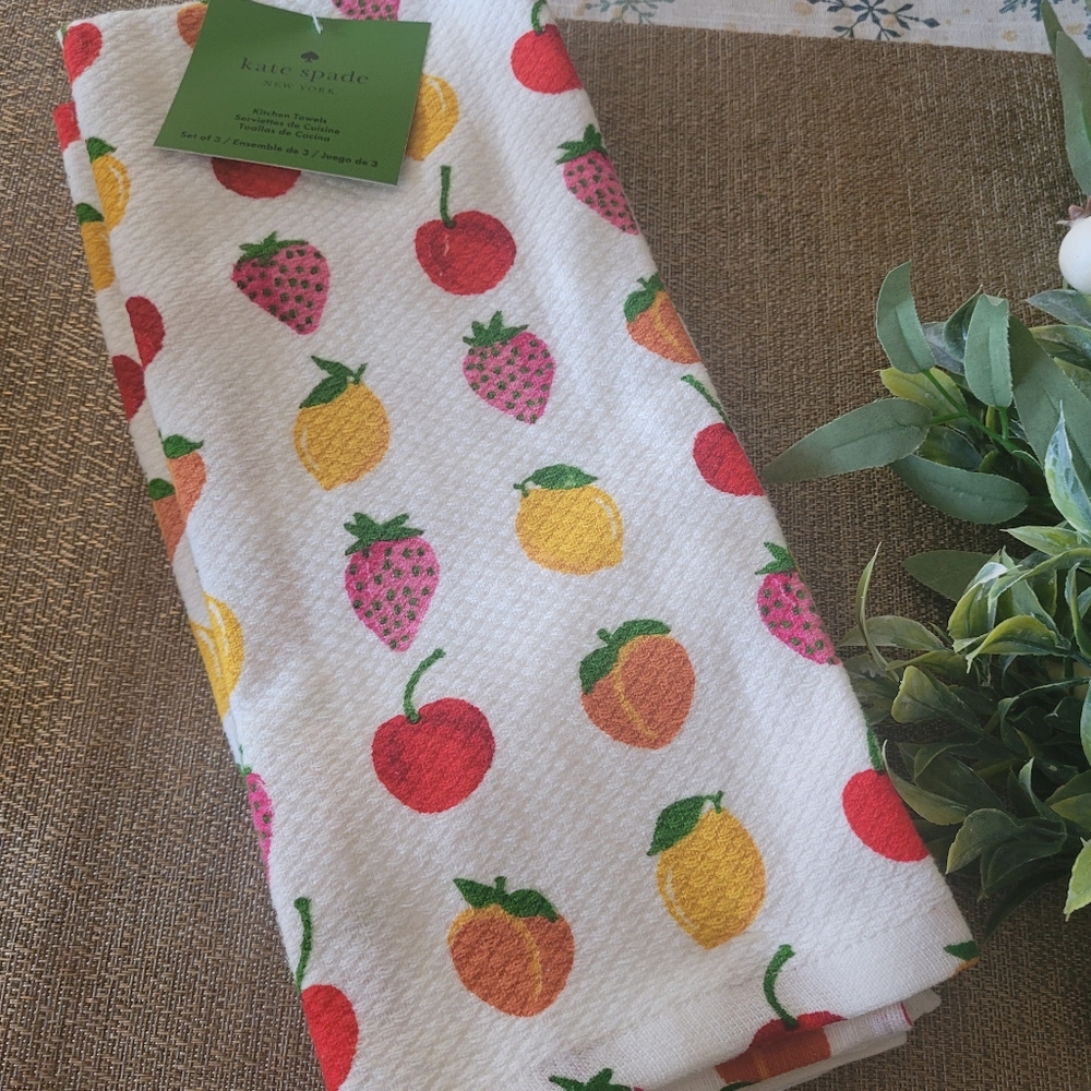 Kate Spade Fruit Pattern Kitchen Towel - Picture 2 of 4